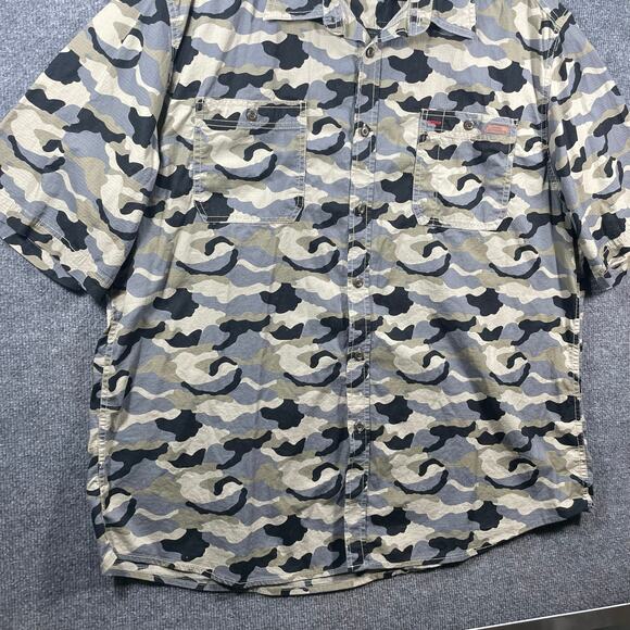 Dickies Button Up Shirt Men's 3XL Gray/Black Camo SS Casual Ripstop Outdoors - Picture 3 of 10